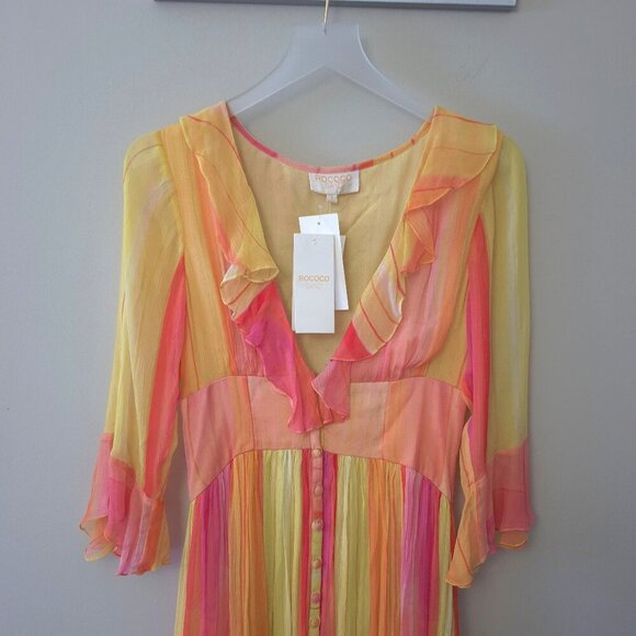 NWT Rococo Sand ruffle, asymmetric hem dress & halter one piece swimsuit set, S - Picture 8 of 14